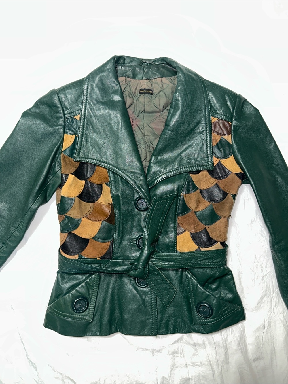 1970s Vintage Rare Patchwork Leather Jacket XS/S